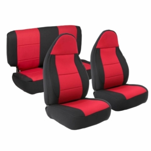 NEOPRENE SEAT COVER SET FRONT/REAR - RED 03-06 TJ