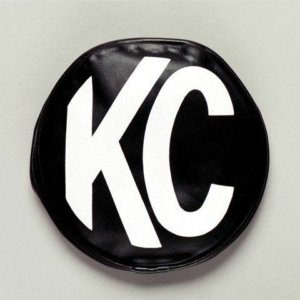 KC Hilites 5 in Light Cover - Round - Soft Vinyl - Pair - Black / White KC Logo