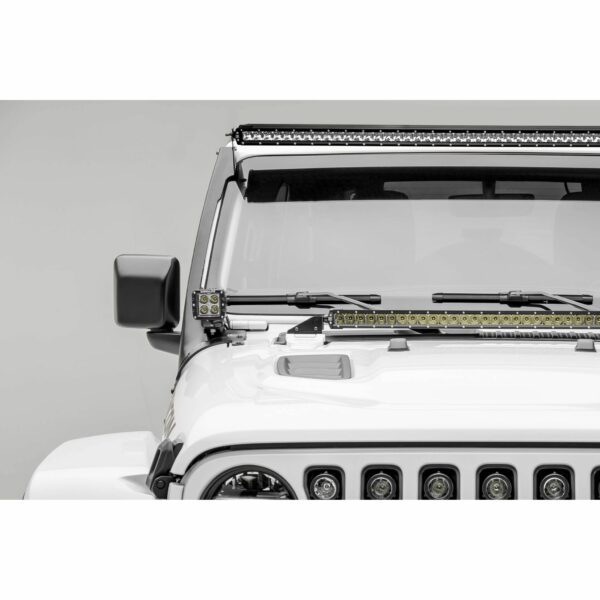 Jeep JL, Gladiator Front Roof LED Kit with (1) 50 Inch LED Straight Single Row Slim Light Bar and (2) 3 Inch LED Pod Lights - PN #Z374831-KIT2S