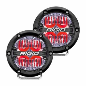 RIGID 360-Series 4 Inch Round LED Off-Road Light, Drive Beam Pattern for Moderate Speeds, Red Backlight, Pair