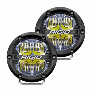 RIGID 360-Series 4 Inch Round LED Off-Road Light, Drive Beam Pattern for Moderate Speeds, White Backlight, Pair