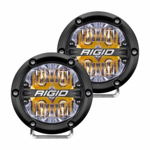 RIGID 360-Series 4 Inch Round LED Off-Road Light, Drive Beam Pattern for Moderate Speeds, Amber Backlight, Pair
