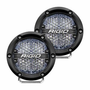 RIGID 360-Series 4 Inch Round LED Off-Road Light, Diffused Lens, White Backlight, Pair