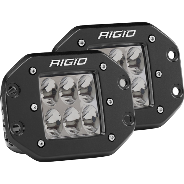 RIGID D-Series PRO LED Light, Driving Optic, Flush Mount, Black Housing, Pair