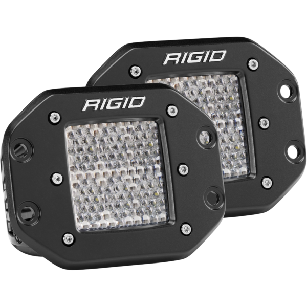RIGID D-Series PRO LED Light, Drive Diffused, Flush Mount, Black Housing, Pair